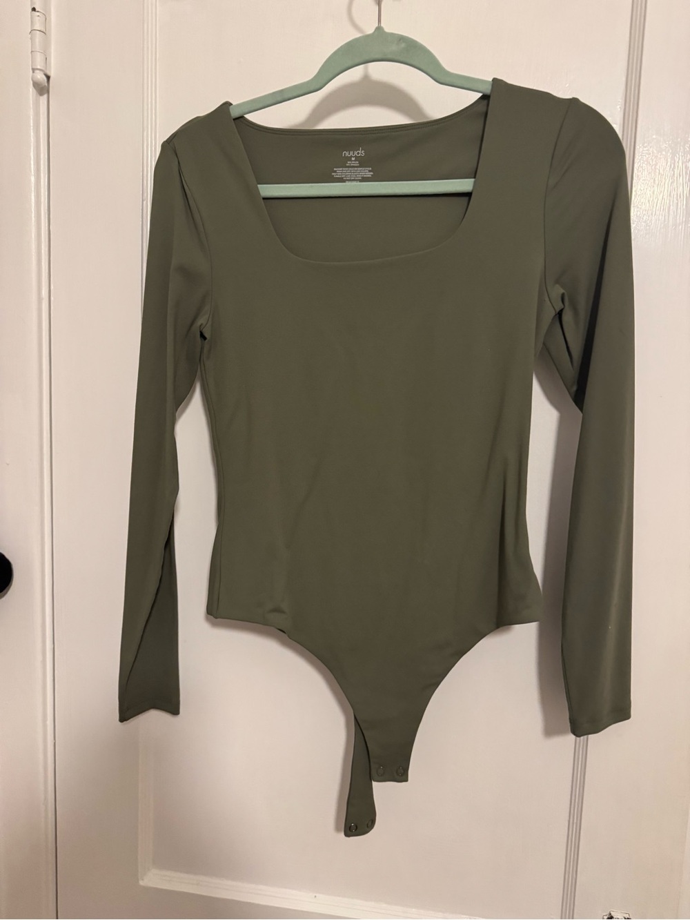 nuuds Olive Green Long Sleeve Square Neck Bodysuit